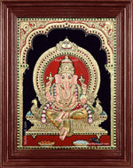 Shri Ganesh Semi Embossed Tanjore Painting