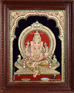 Shri Ganesh Semi Embossed Tanjore Painting