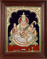 Saraswathi Devi Semi Embossed Tanjore Painting