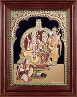 Shri Ramar Sita Devi Lakshmanan Hanuman Semi Embossed Tanjore Painting