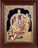 Shri Ramar Sita Devi Lakshmanan Hanuman Semi Embossed Tanjore Painting