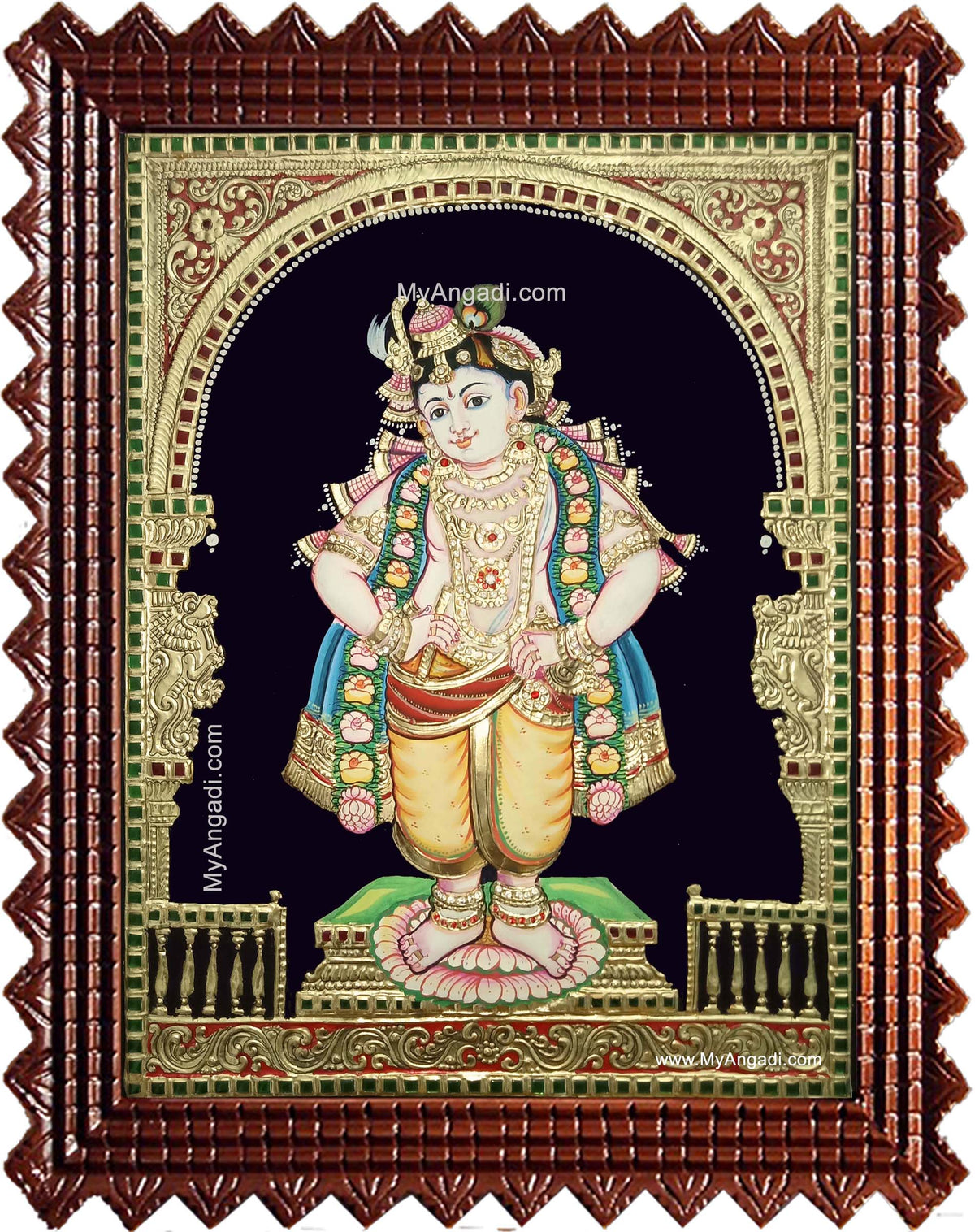 Mapillai Krishna Semi Embossed Tanjore Painting