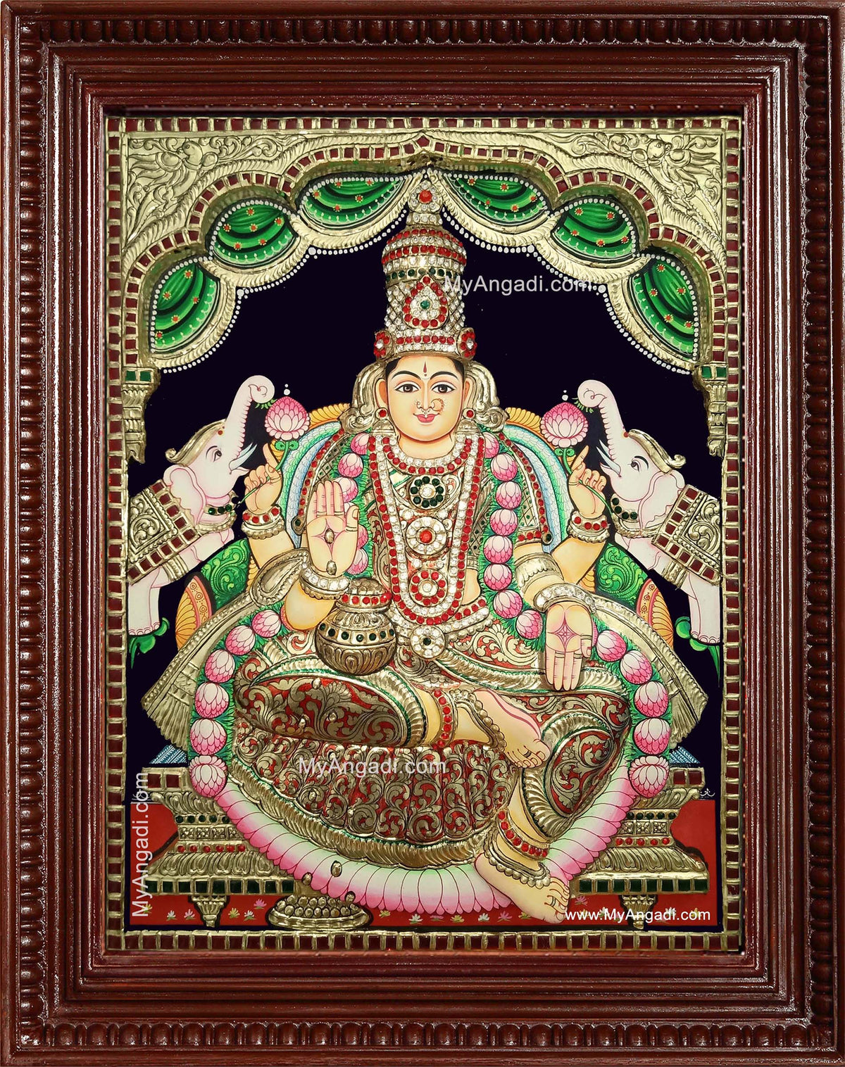 Gaja Lakshmi 3d Embossed Tanjore Painting