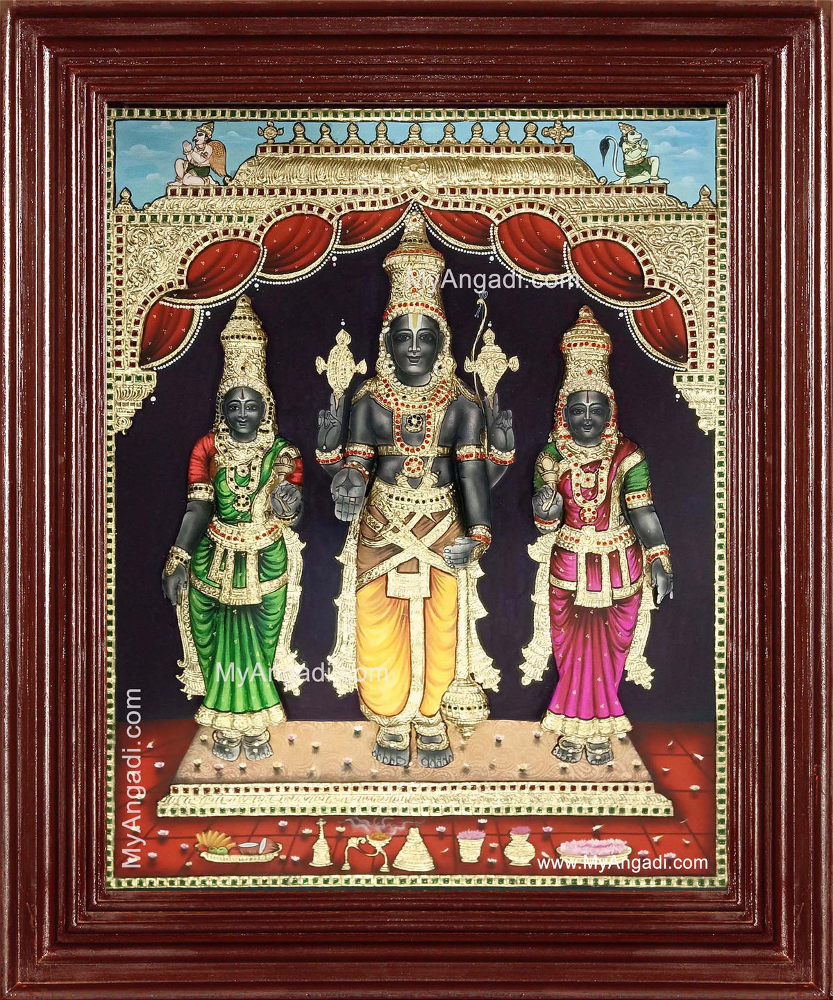 Kallazhagar 3d Embossed Tanjore Painting