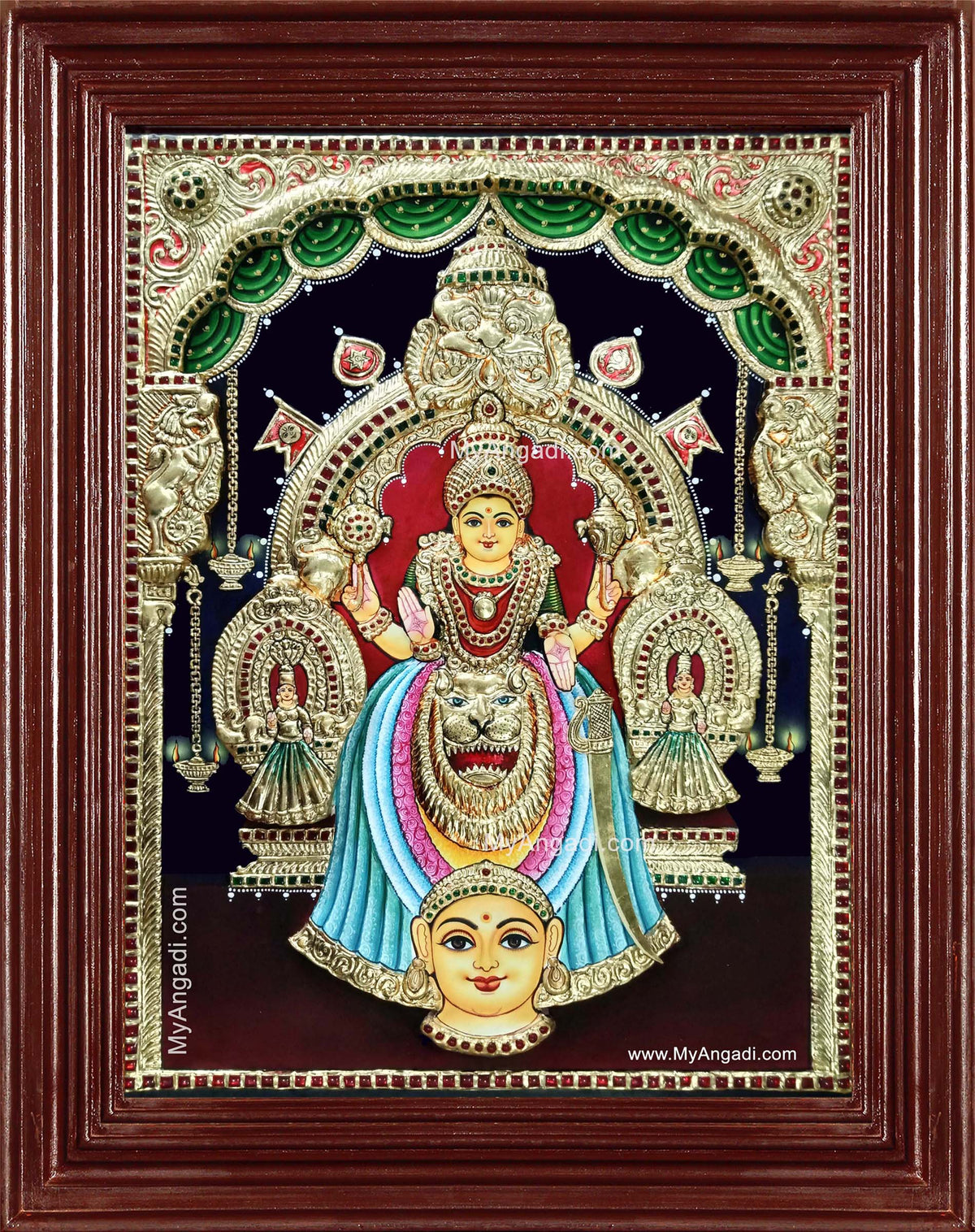 Kollur Mookambika Devi 3d Embossed Tanjore Painting
