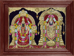 Thirupathi Balaji Perumal Alamelumanga 3d Embossed Tanjore Painting
