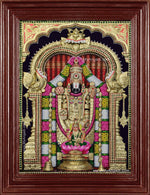 Thirupathi Balaji Perumal Lakshmi 3d Embossed Tanjore Painting
