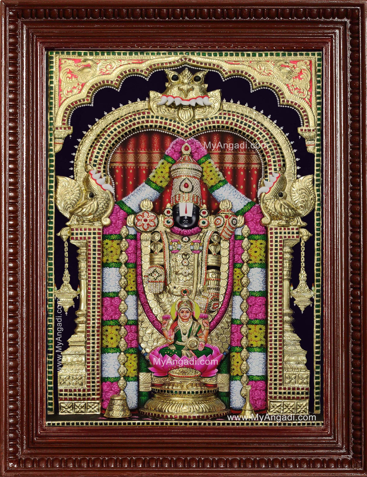 Thirupathi Balaji Perumal Lakshmi 3d Embossed Tanjore Painting