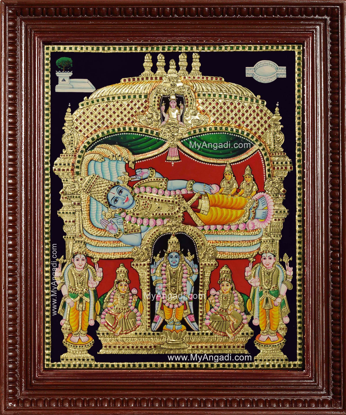 Ranganathar Sri Devi Bhu Devi Tanjore Painting