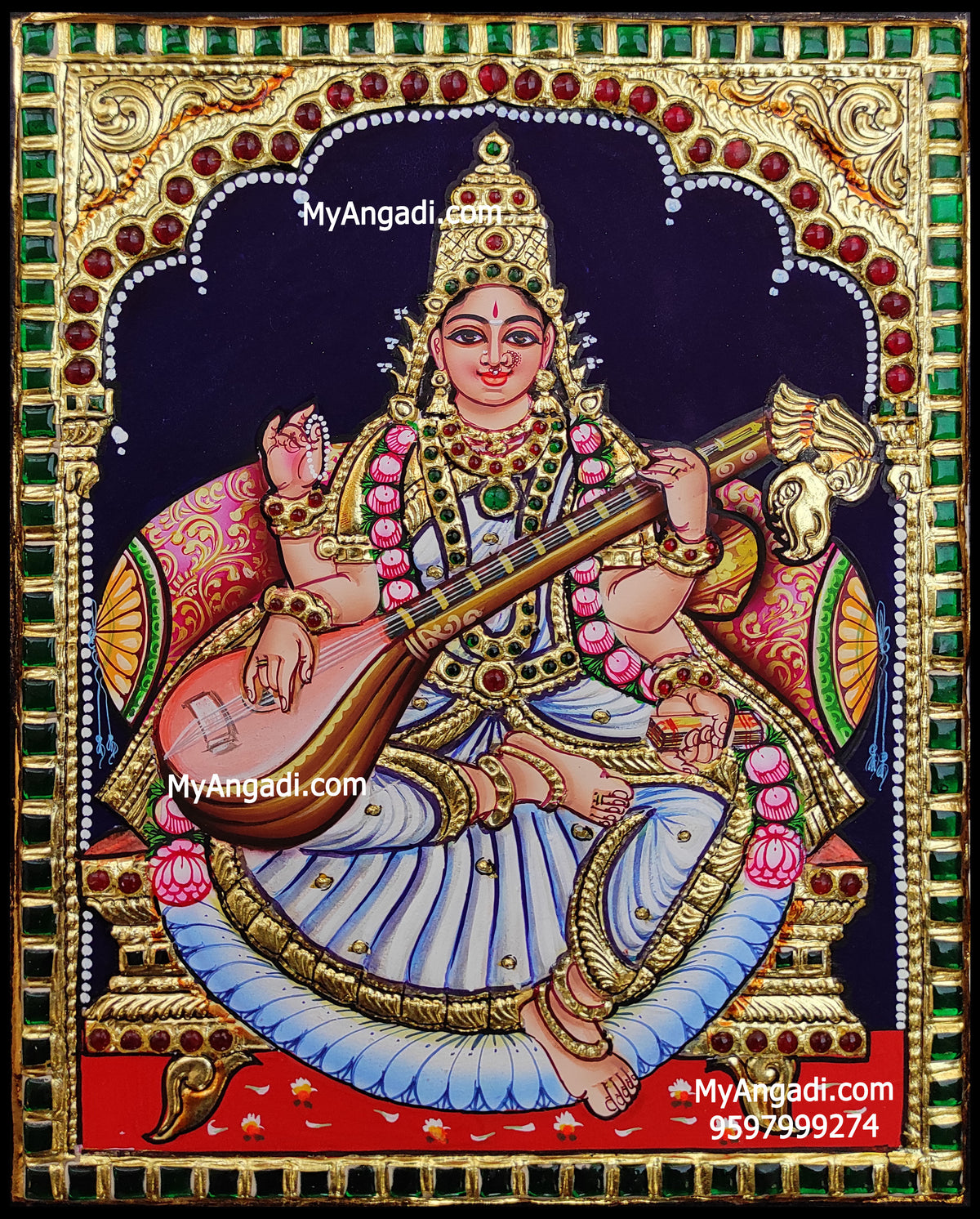 Saraswathi Devi Tanjore Painting