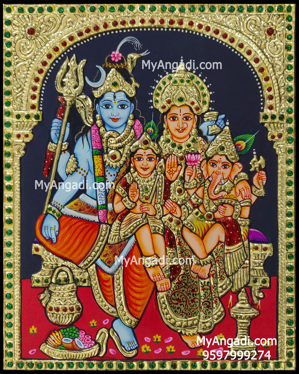 Shiva Family Tanjore Painting