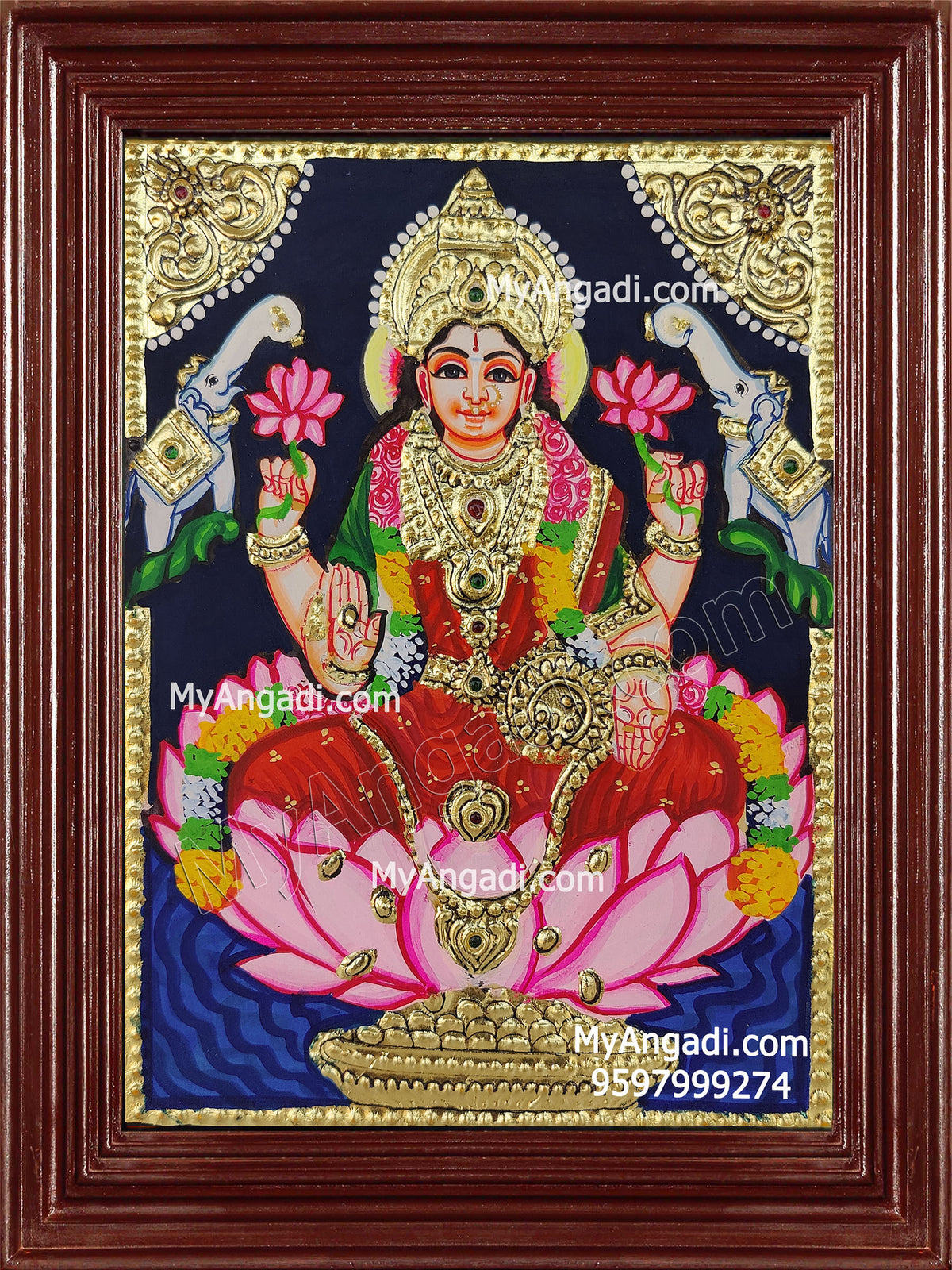Small Size Gaja Lakshmi Tanjore Painting