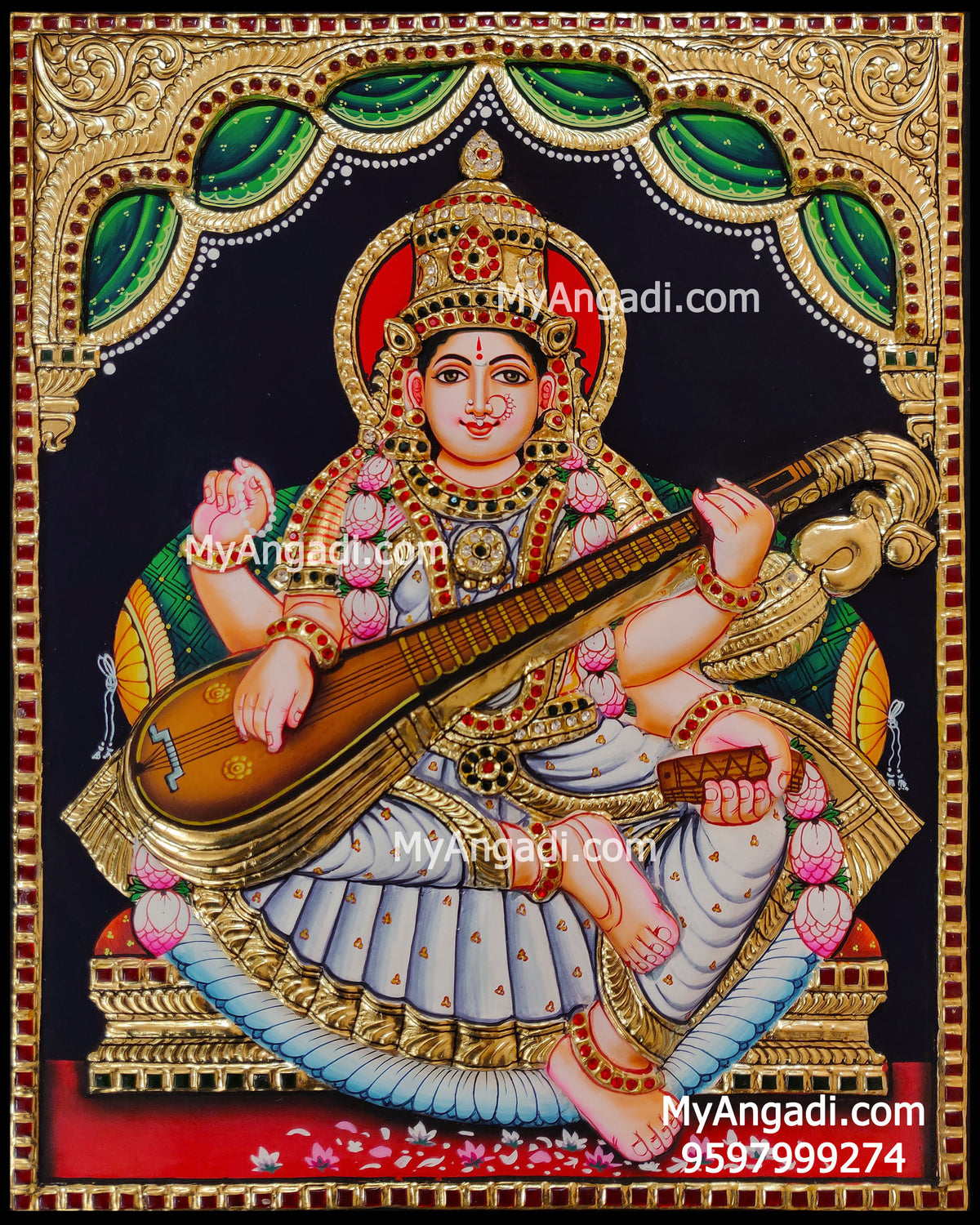 Saraswathi 3d Tanjore Painting