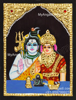 Sivan Parvathi Small Size Tanjore Painting
