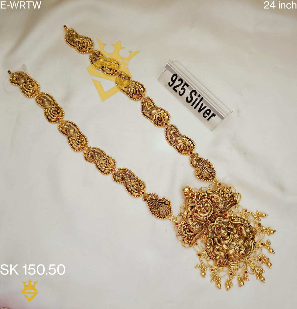 Kanakdharaa - Pure Silver Haram with Gold Polish