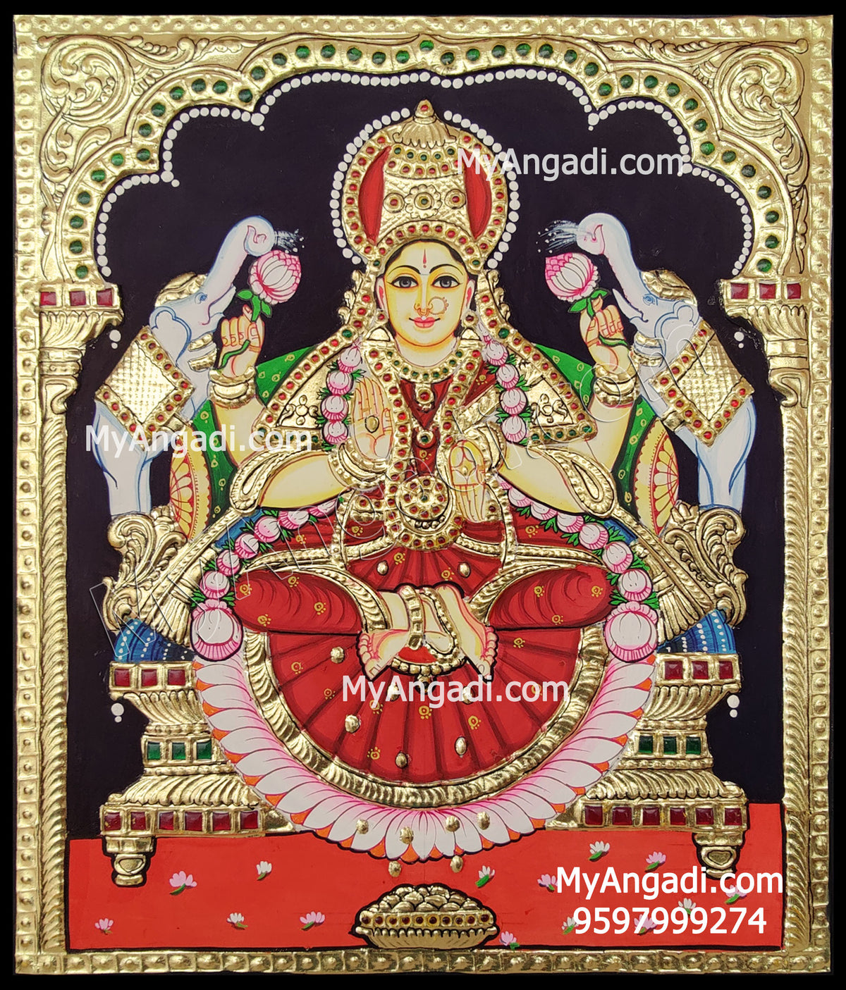 Gaja Lakshmi Tanjore Painting