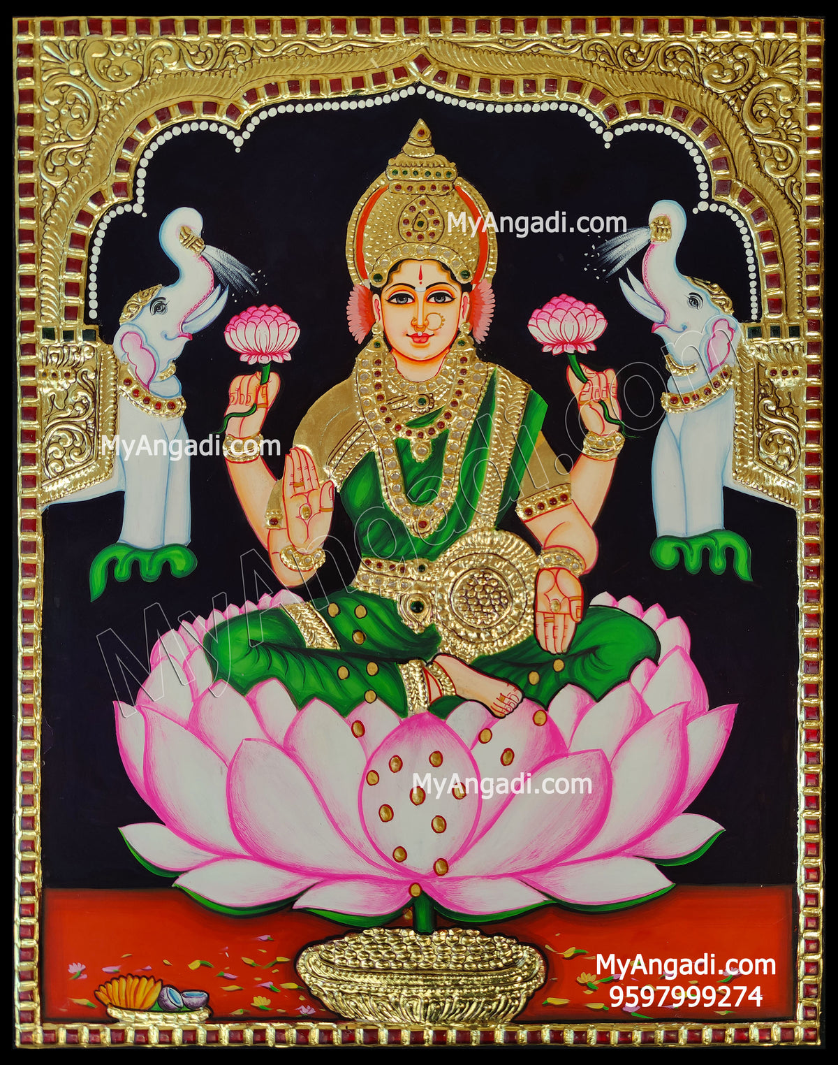 Gajalakshmi Tanjore Painting