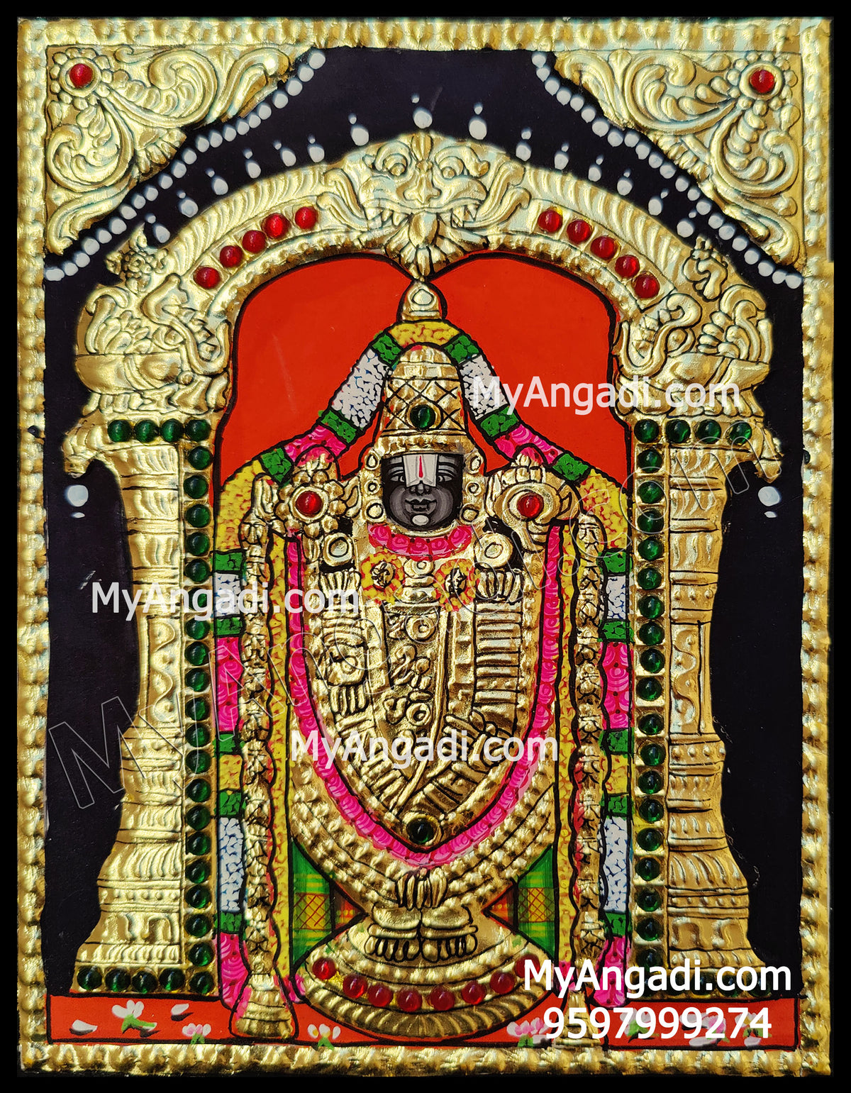 Tirupathi Balaji / Venkateswara Perumal Small Size Tanjore Paintings