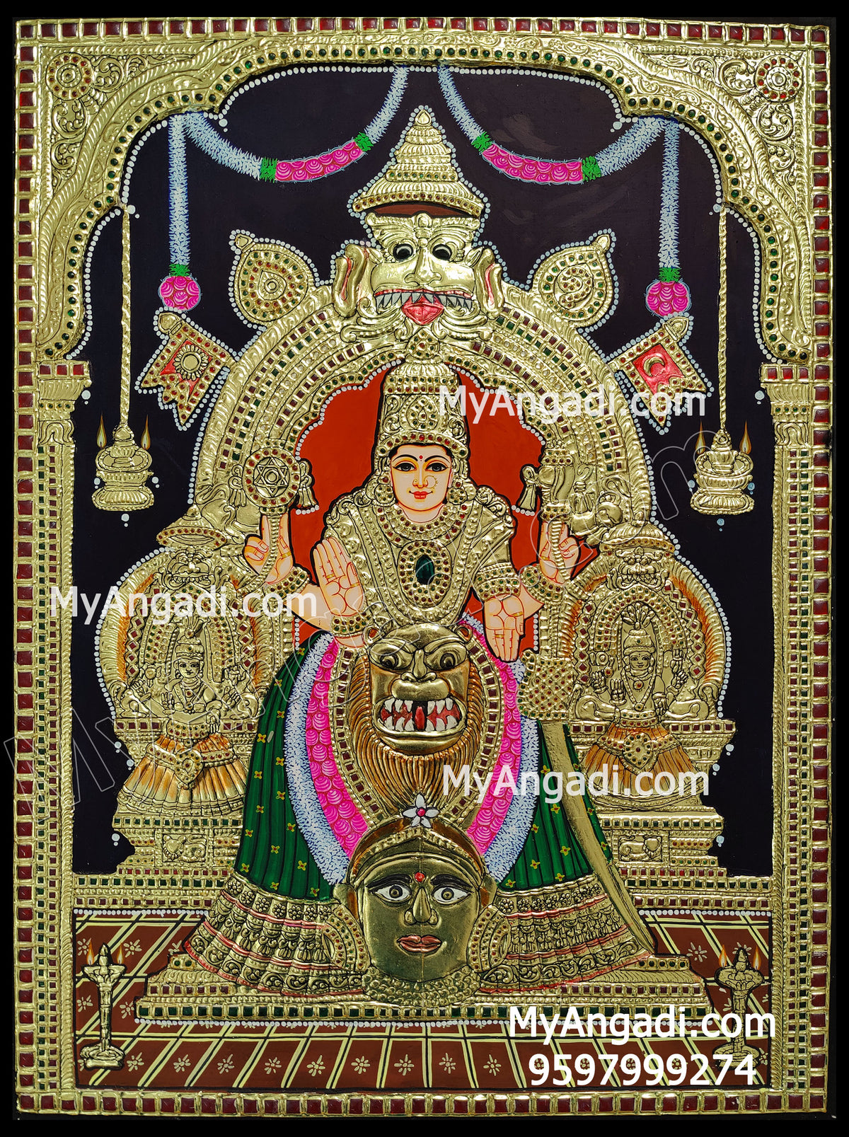 Kollur Mookambikai Amman Tanjore Painting