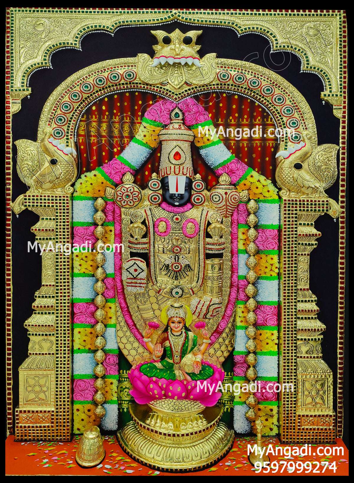 3D Balaji Lakshmi Tanjore Painting