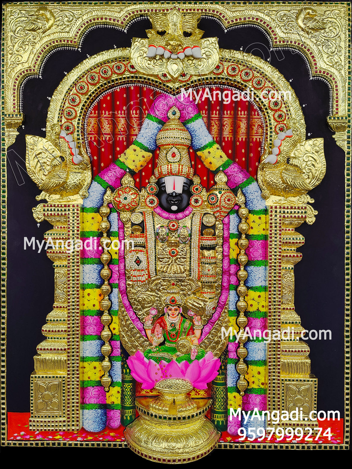 3D Balaji Lakshmi Tanjore Painting