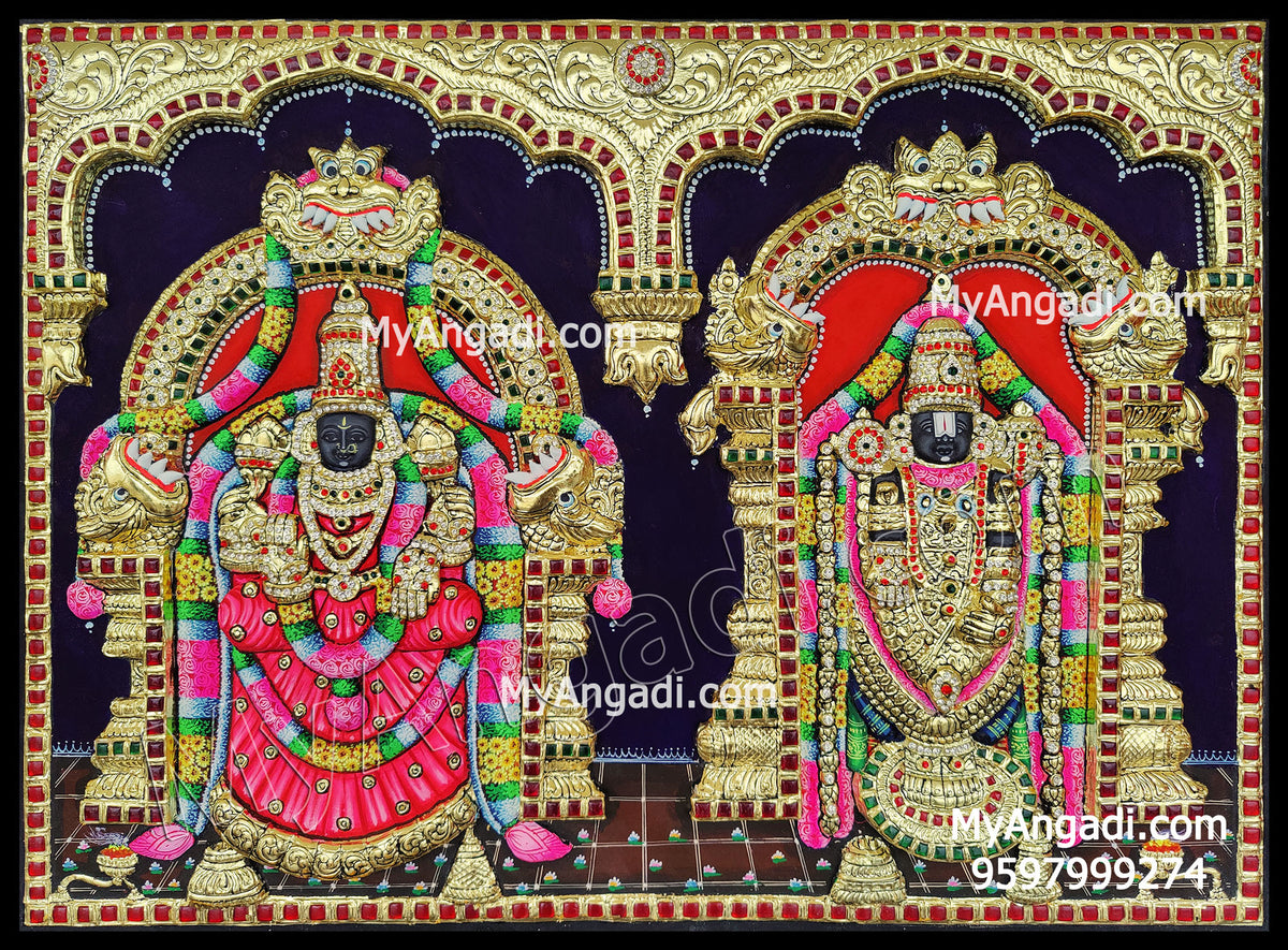 Balaji and Thaayar Tanjore Painting