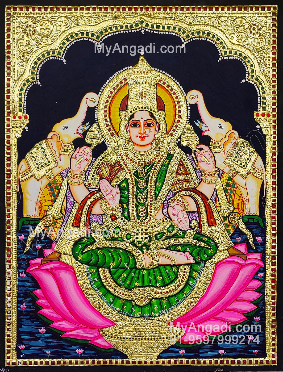 Gajalakshmi Tanjore Painting