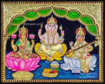 3 Panel LakshmiGanesha SaraswathiTanjore Painting