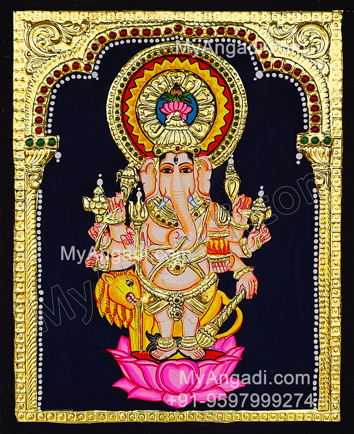 Kan Drishti Ganapathi Tanjore Painting