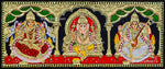 3 Panel LakshmiGanesha SaraswathiTanjore Painting