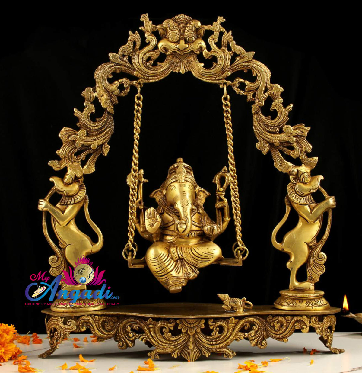 Ganesha Swinging Brass Statue