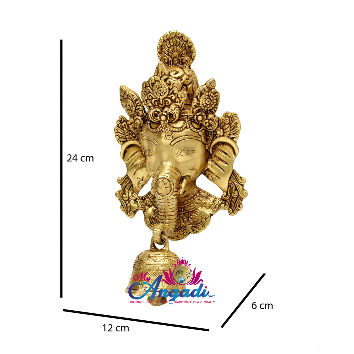 Ganesha Face Hanging Brass Statue