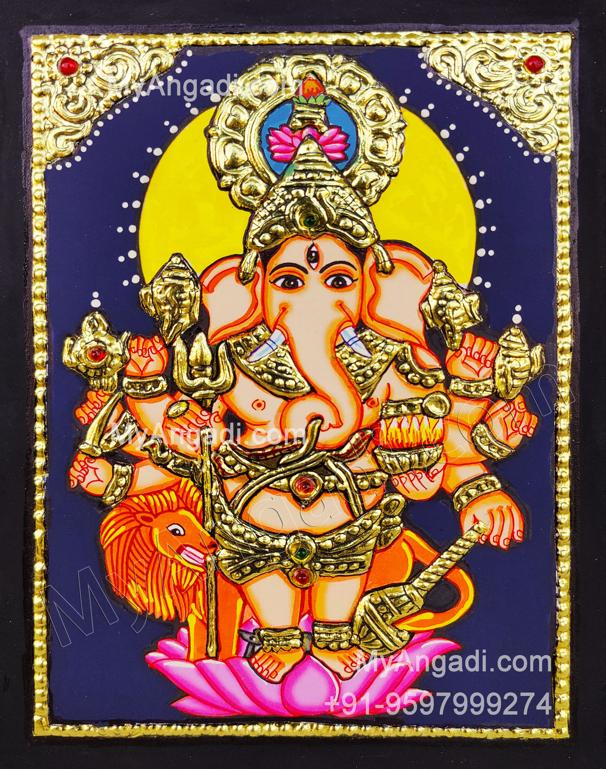 Kan Drishti Ganesha Tanjore Painting