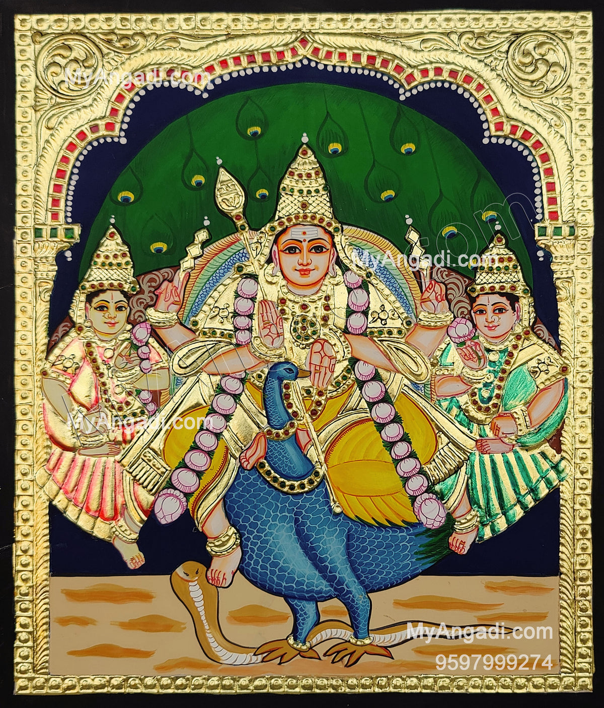 Murugan Valli Deivanai Tanjore Painting