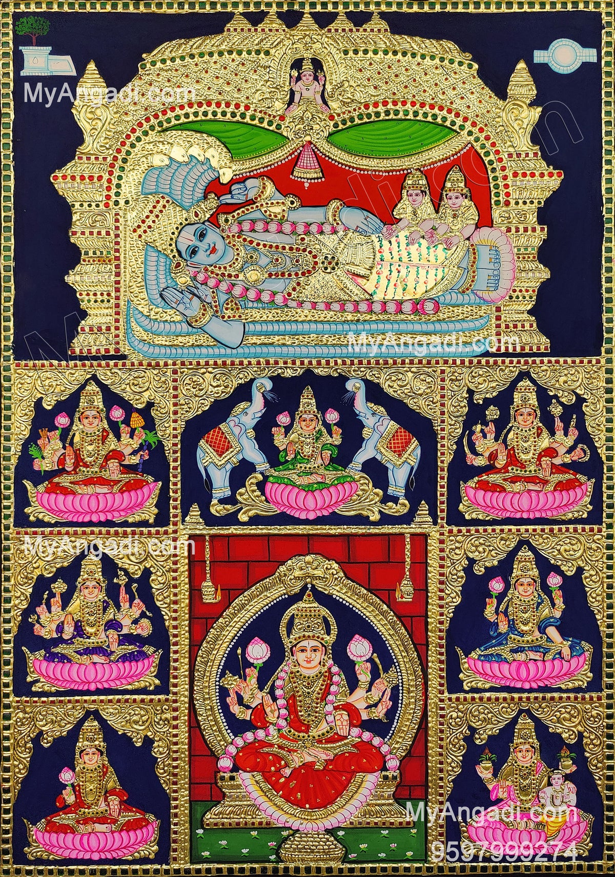 Ranganathar with Ashtalakshmi Tanjore Painting