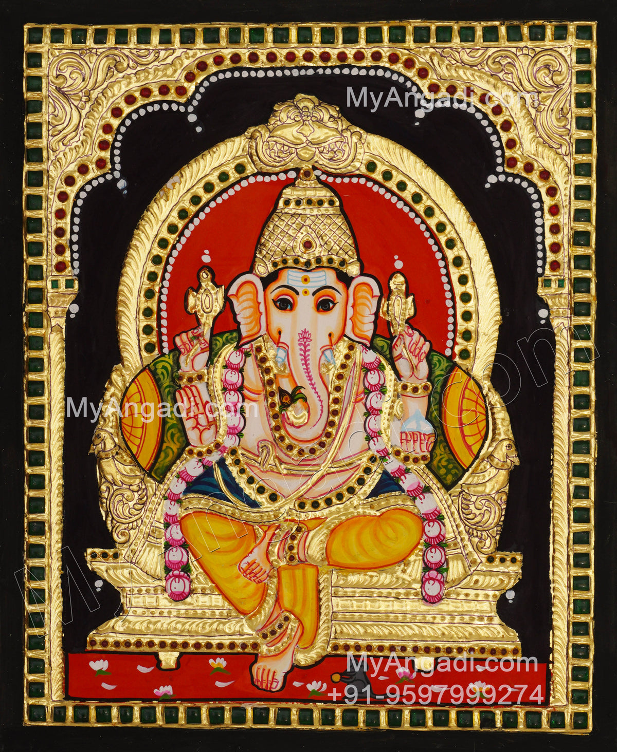 5 Set Ganesha Murugan Balaji Lakshmi Saraswathi Tanjore painting