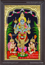 Perumal with Hanuman and Garudan Tanjore Painting