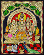 Shiva Family Paarvathi Ganesh Murugan Tanjore Painting