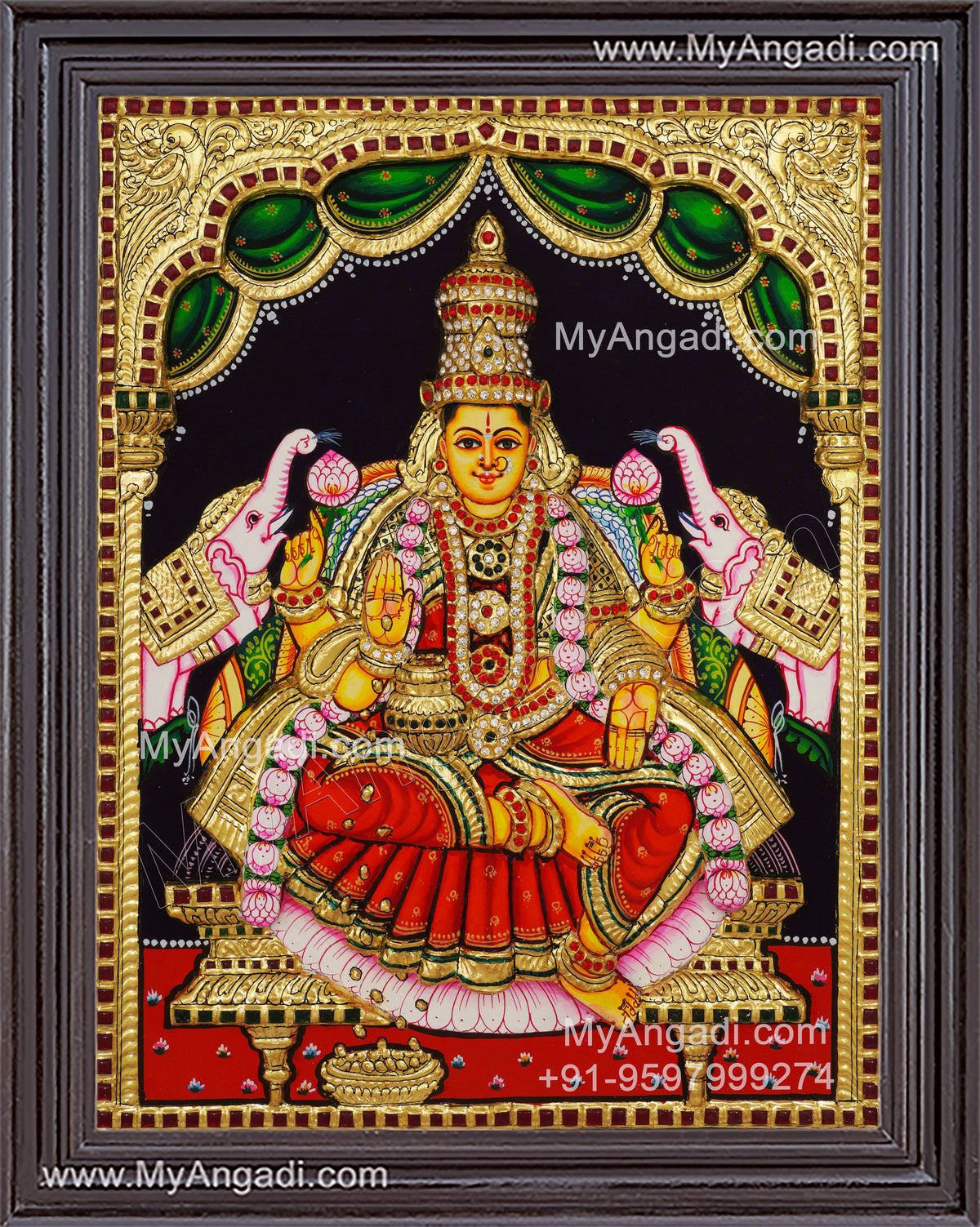 Gajalakshmi 3d Embossed Tanjore Painting