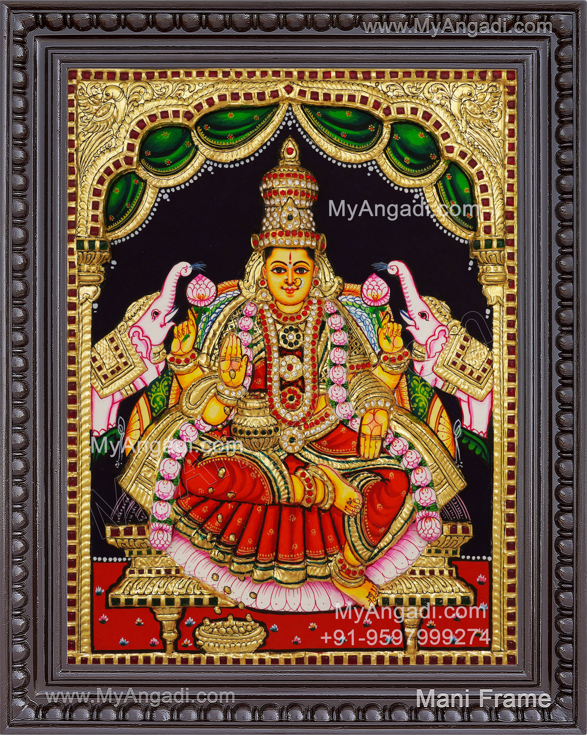 Gajalakshmi 3d Embossed Tanjore Painting