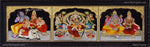 3 Panel Sivan Family, Raja Rajeshwari, Vishnu Lakshmi Tanjore Painting