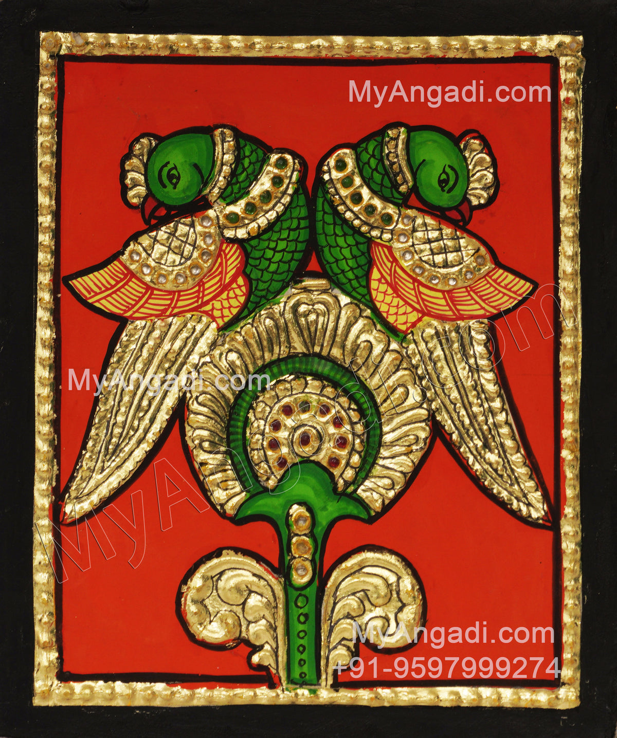 Parrot Tanjore Painting