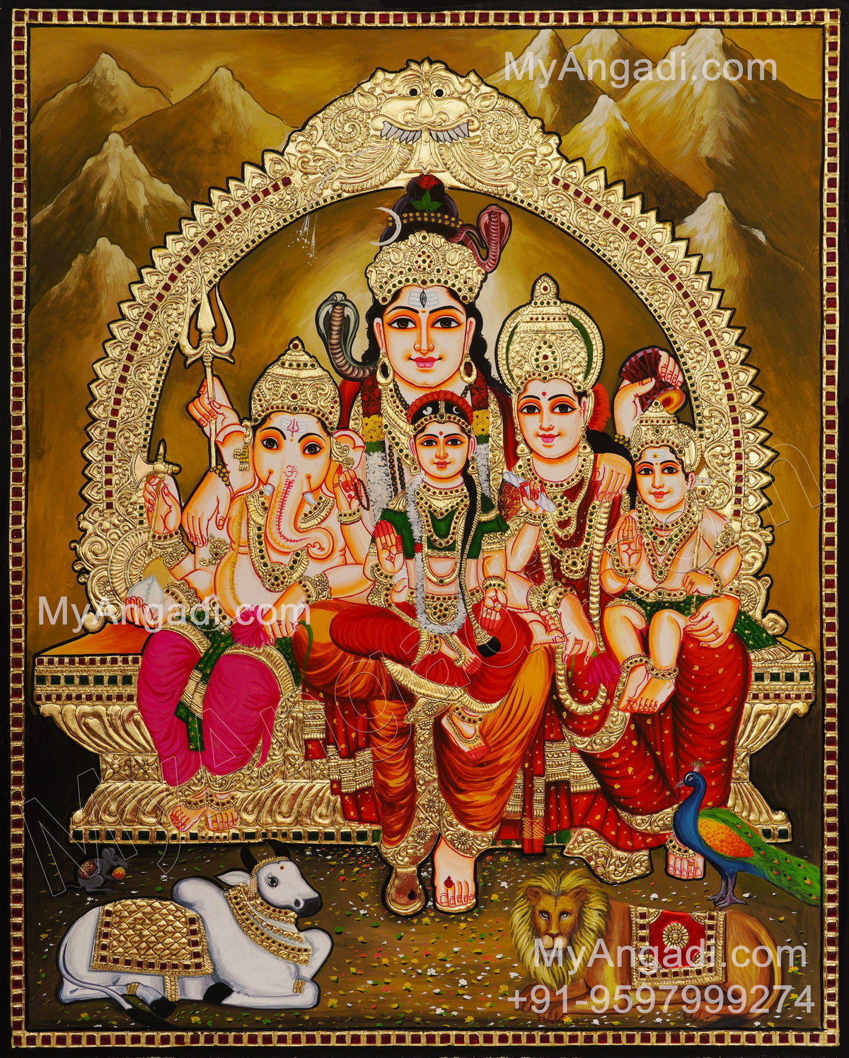 Lord Shiva Family Tanjore Painting