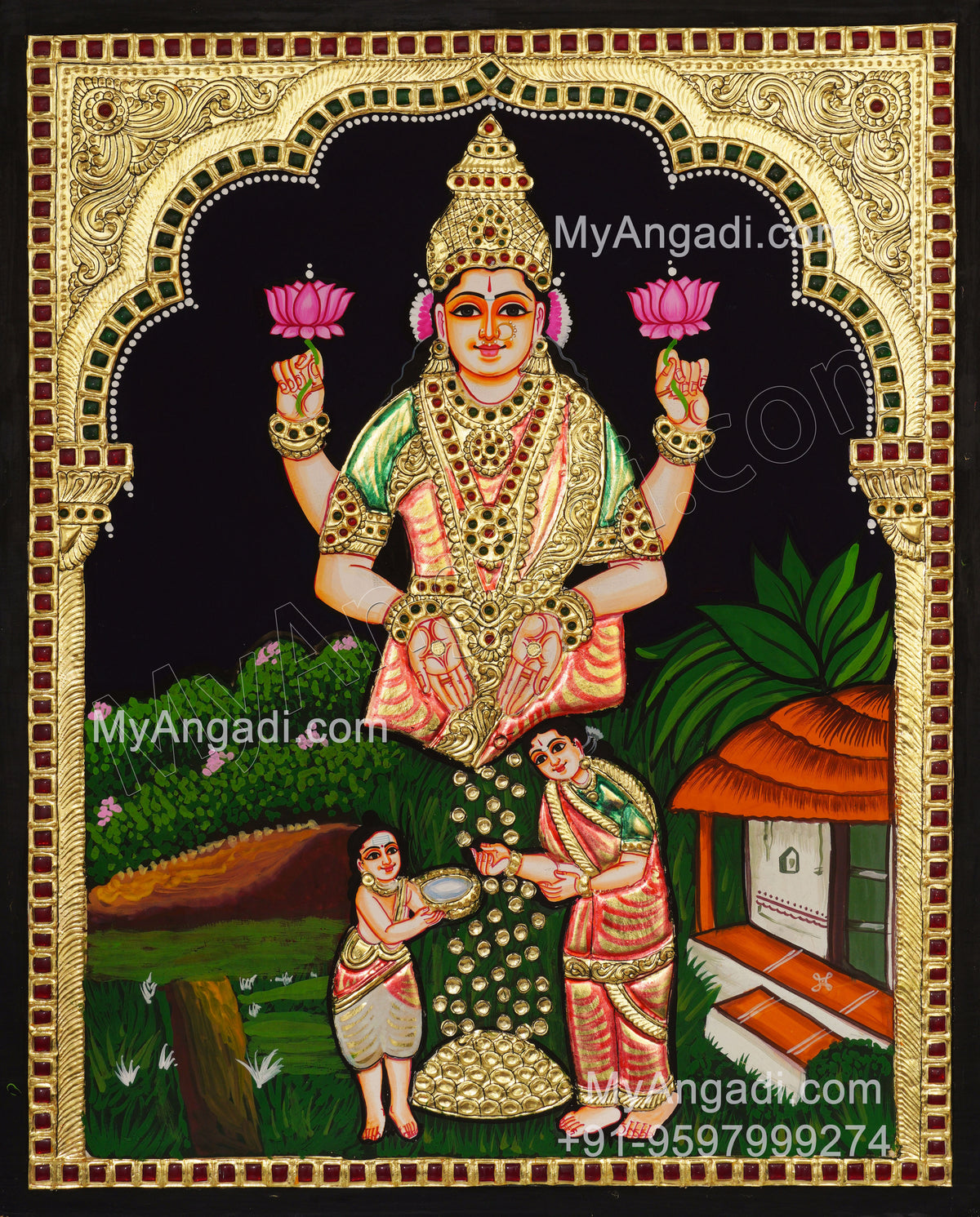 Kanakadhara Lakshmi Tanjore Painting
