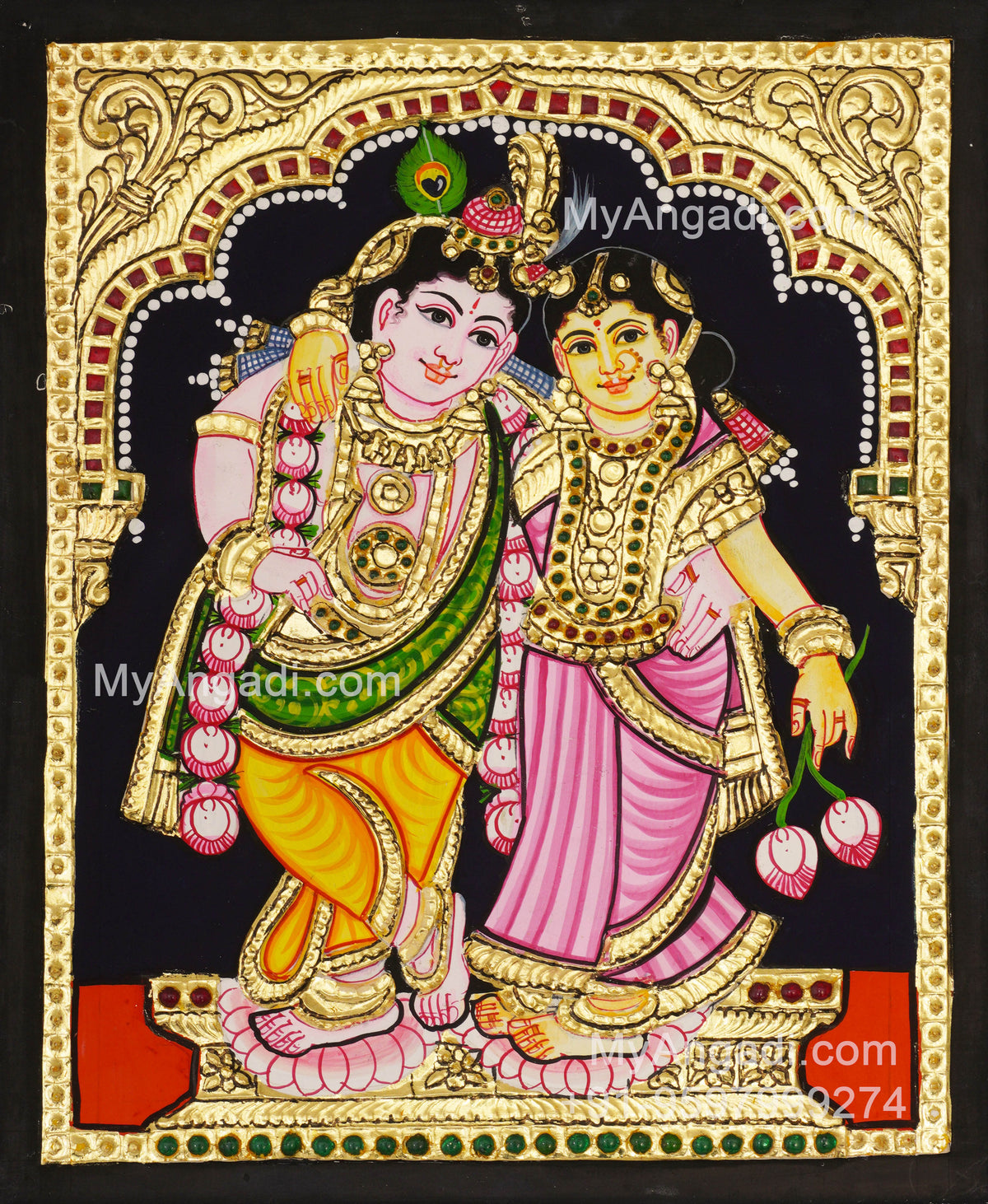 Radha Krishna Tanjore Painting, Krishna Tanjore Painting