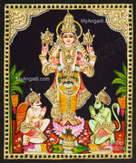 Vishnu With Garudan Hanuman Tanjore Painting