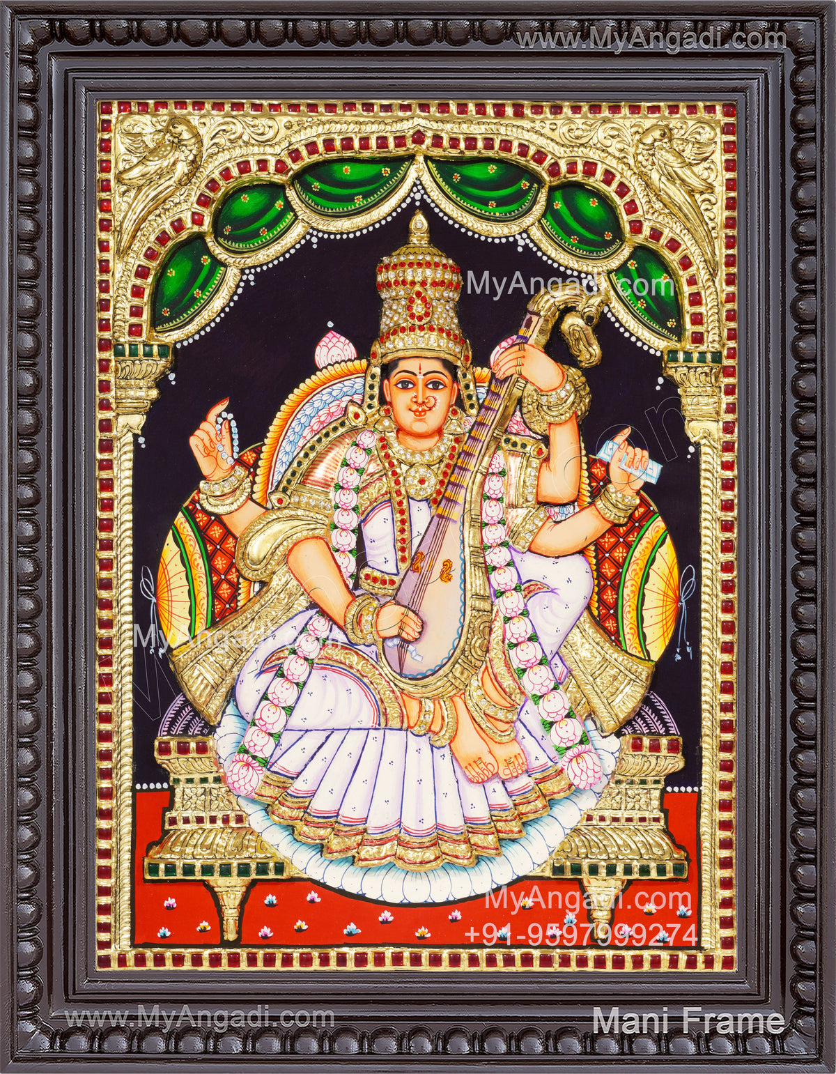 Saraswathi3D Tanjore Painting
