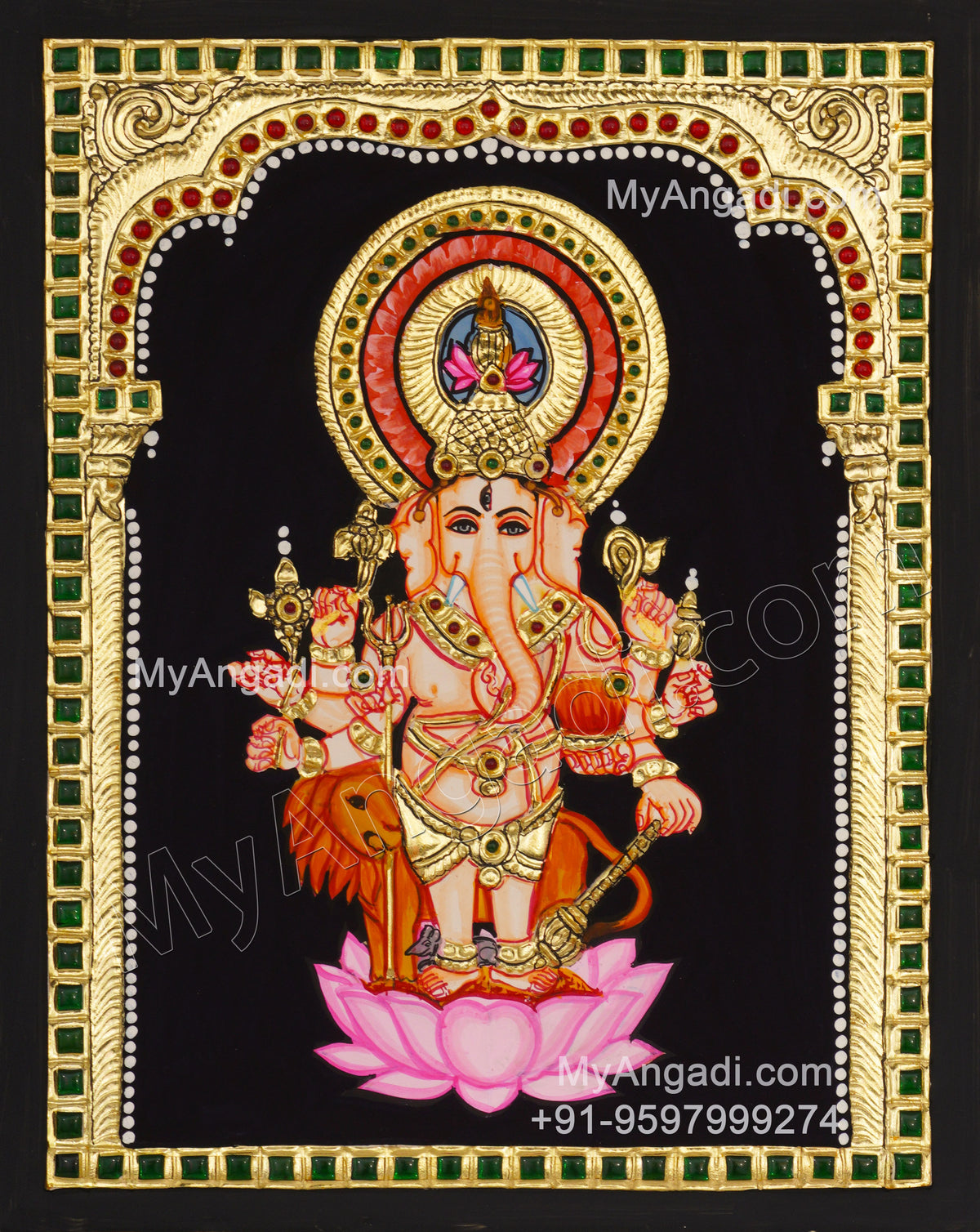 Kan Dhrishti Ganapati Tanjore Painting