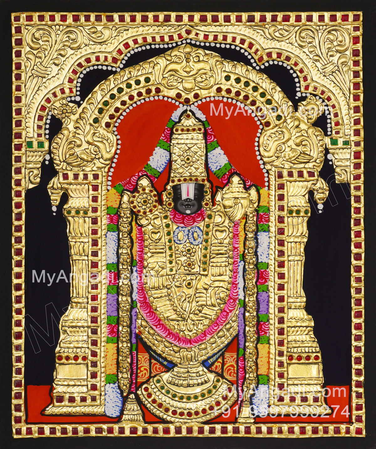 Perumal Tanjore Painting, Vishnu Tanjore Painting