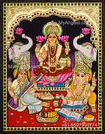 Ganesha Lakshmi Saraswathi Tanjore Painting